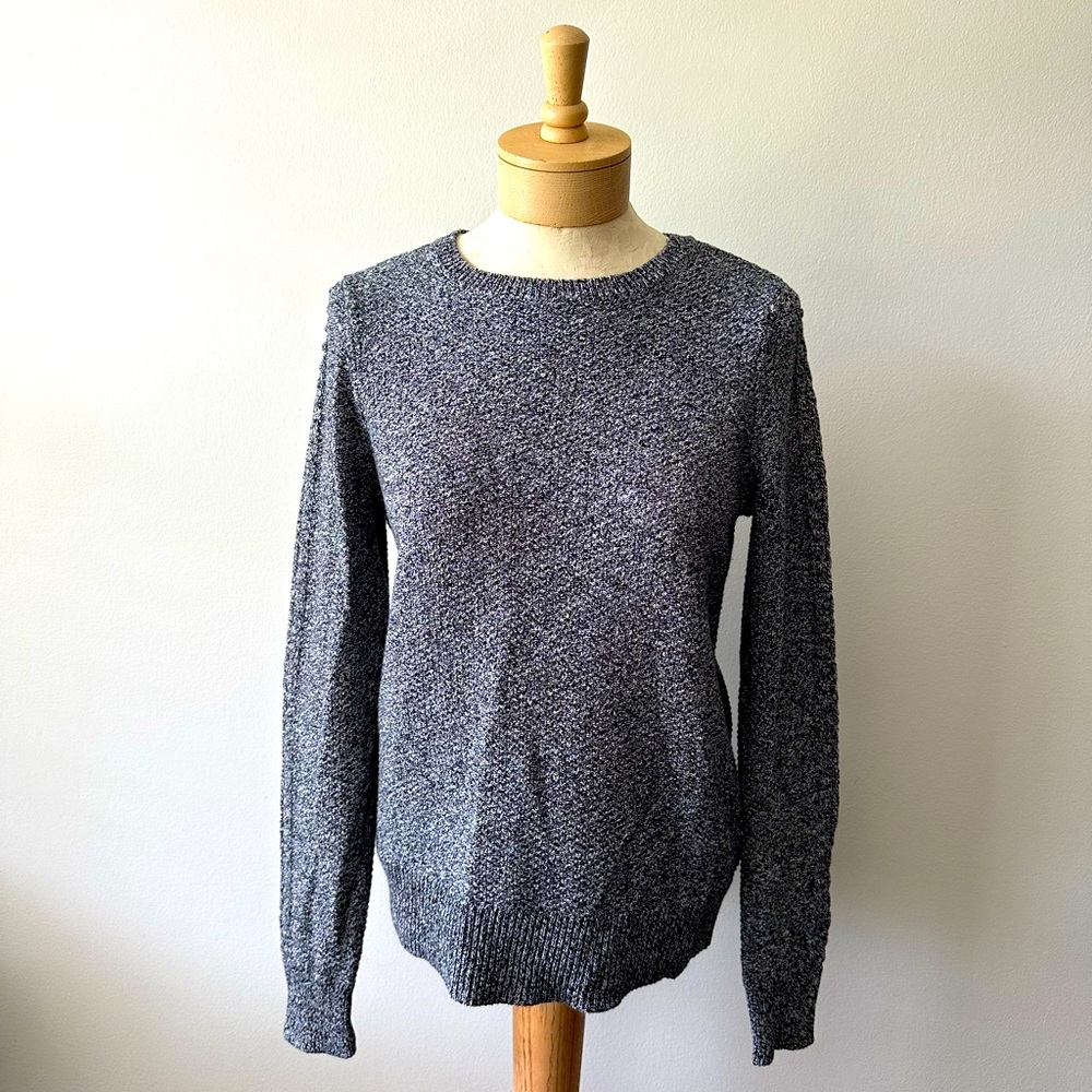 Loft Black & White Sweater with Detailed Sleeves